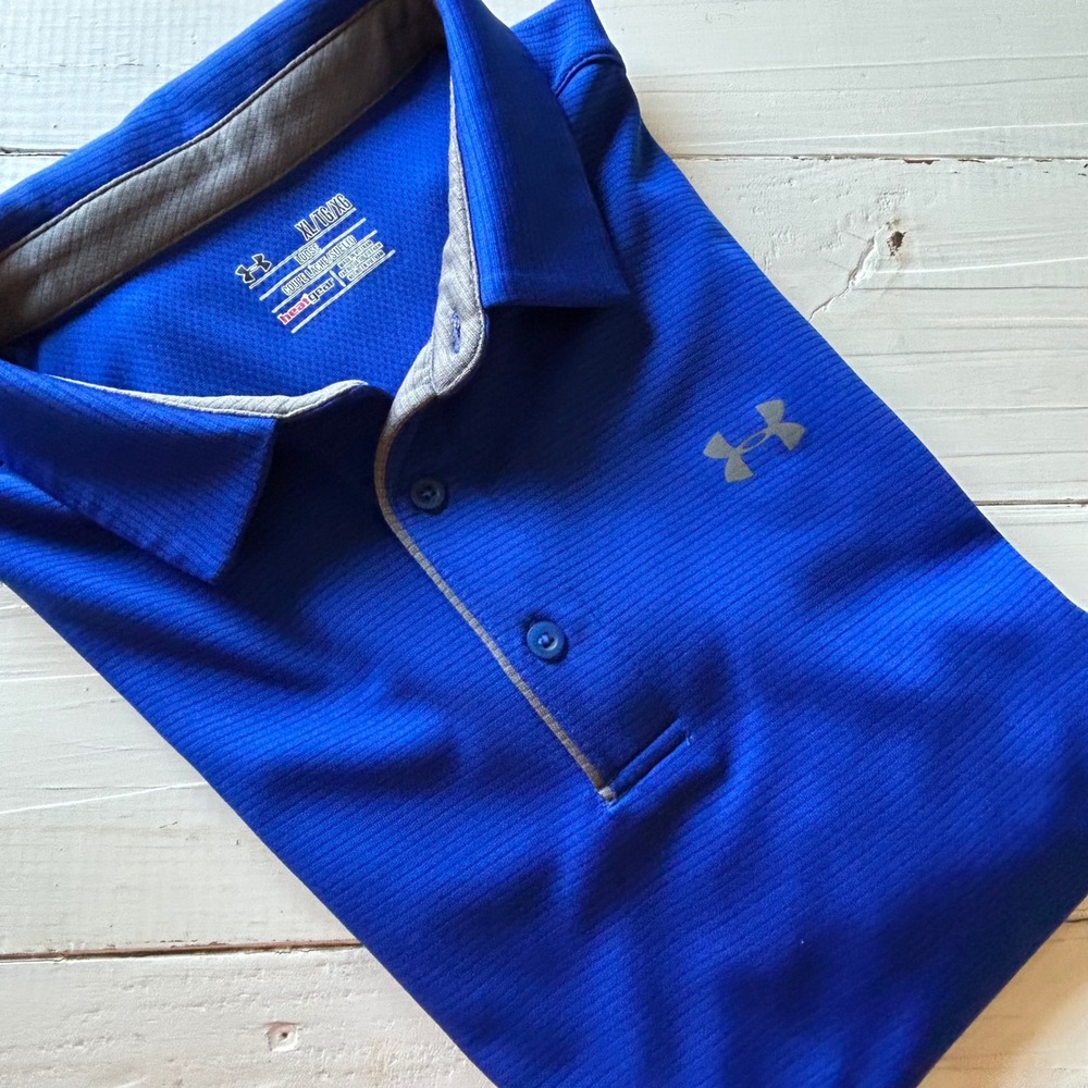 Under Armour Mens HeatGear Loose Fit Polo Shirt Royal Blue XL Short Sleeve